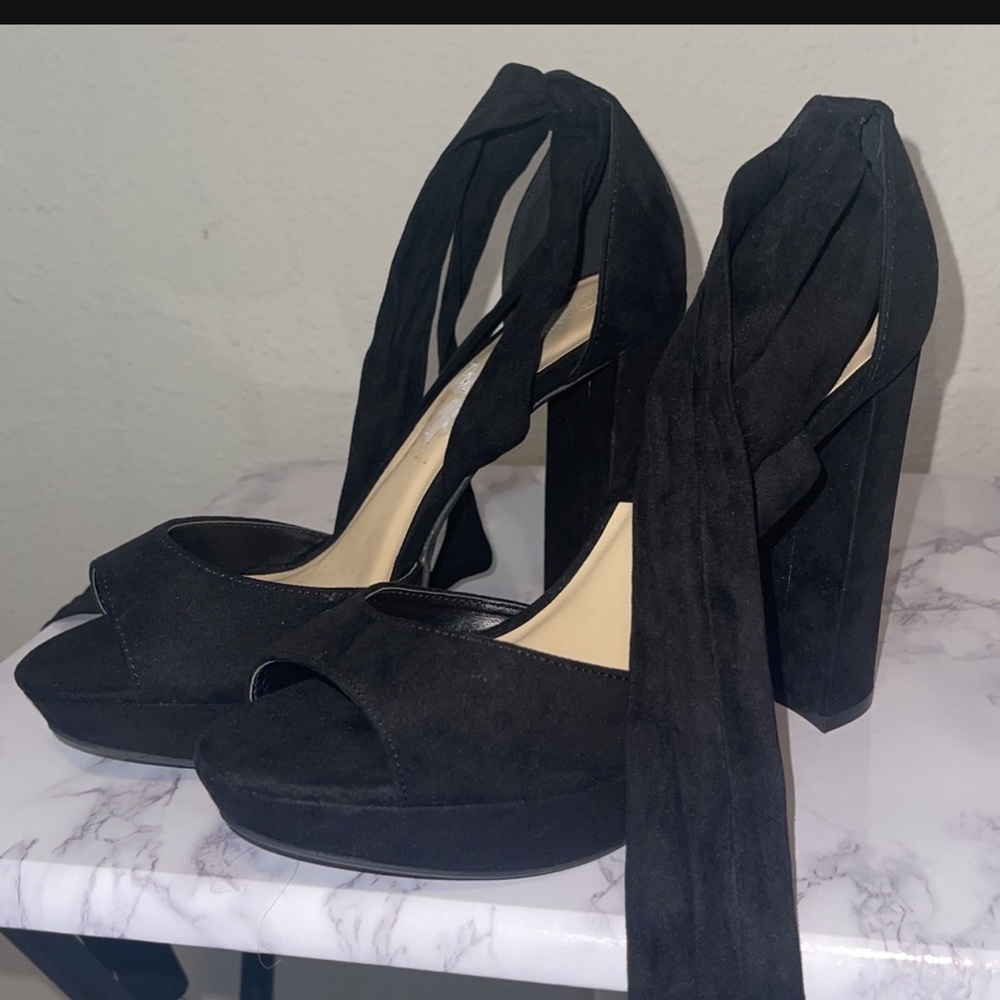 Black strappy heels